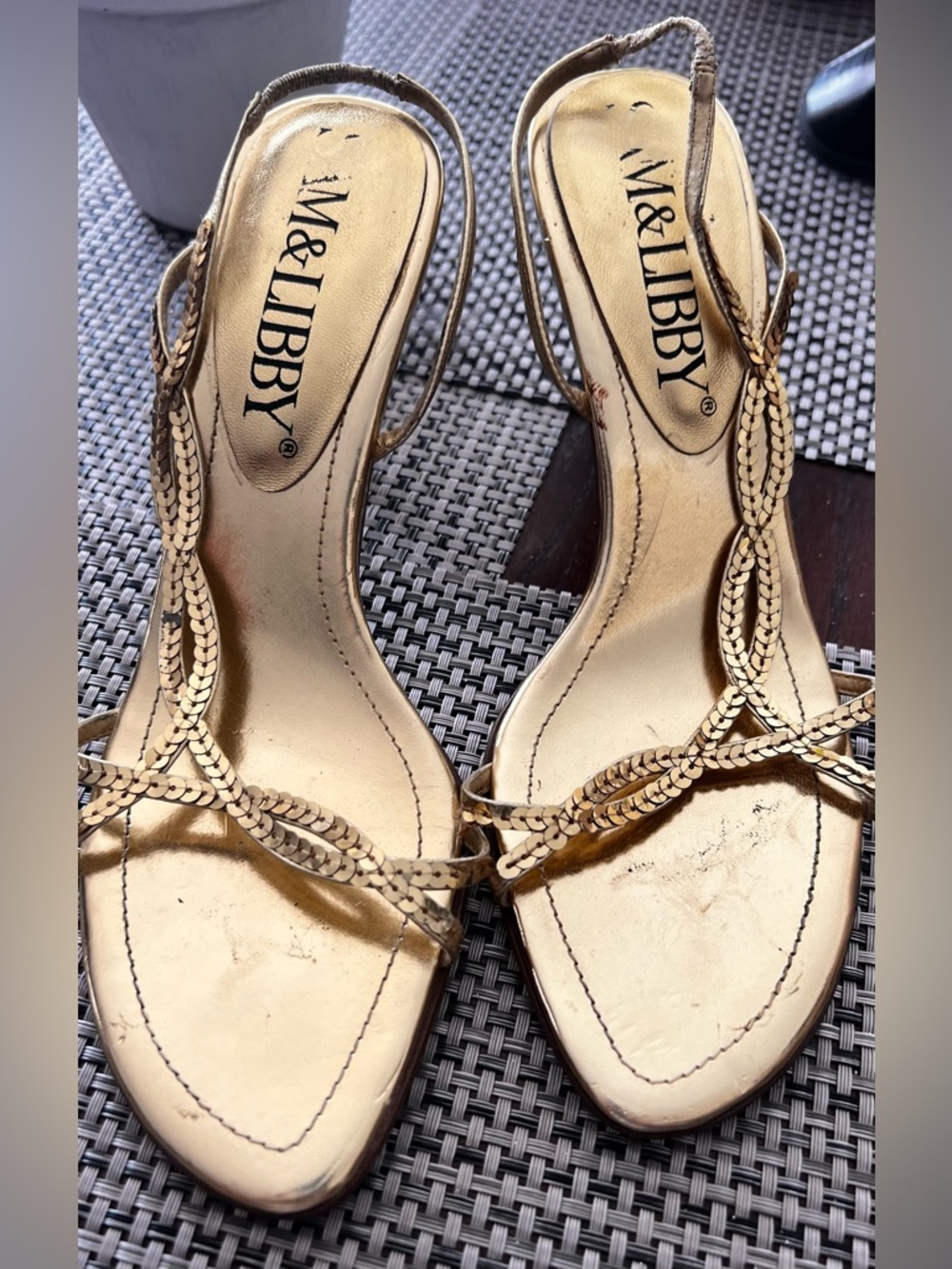M&Libby Women's Metallic Gold Braided-Strap Heels